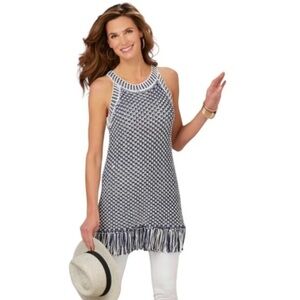 Soft Surroundings Navy and White Sleeveless Dress